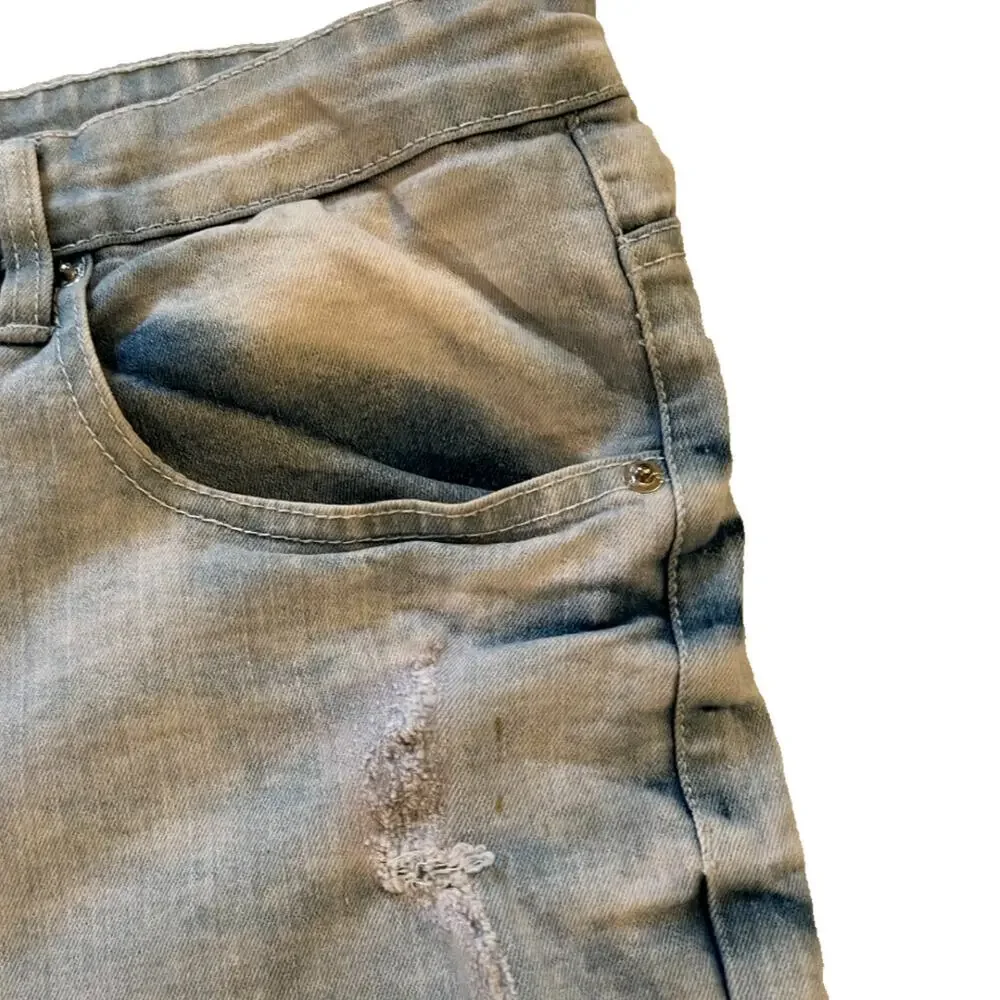 Southpole Flex Jeans Mens Size 40x34 Light Wash Distressed Skinny Mid Rise Moto